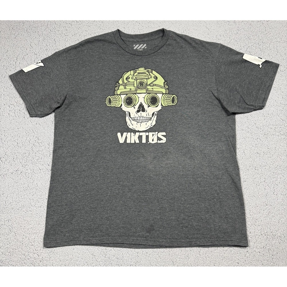 Viktos Shirt Mens XL Gray Skull‎ Night Vision Tactical Graphic Tagless Tee